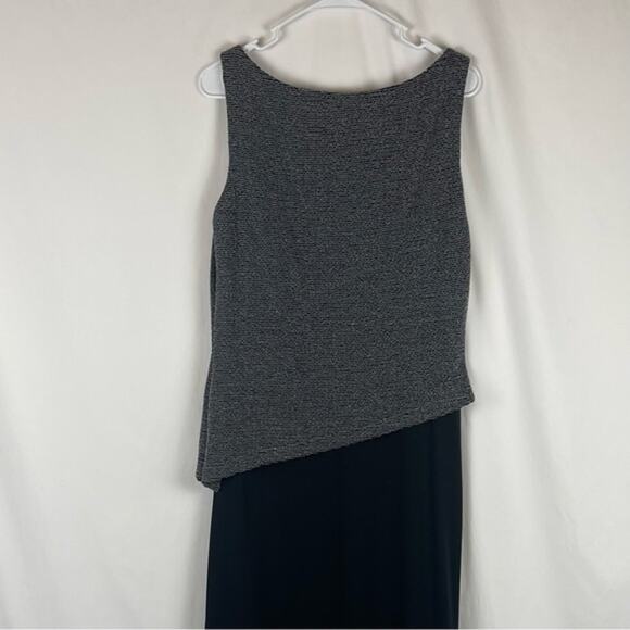 Vintage Arianna Rachel Kaye Black Silver Party Asymmetrical Midi Dress Size 12 - Picture 5 of 12